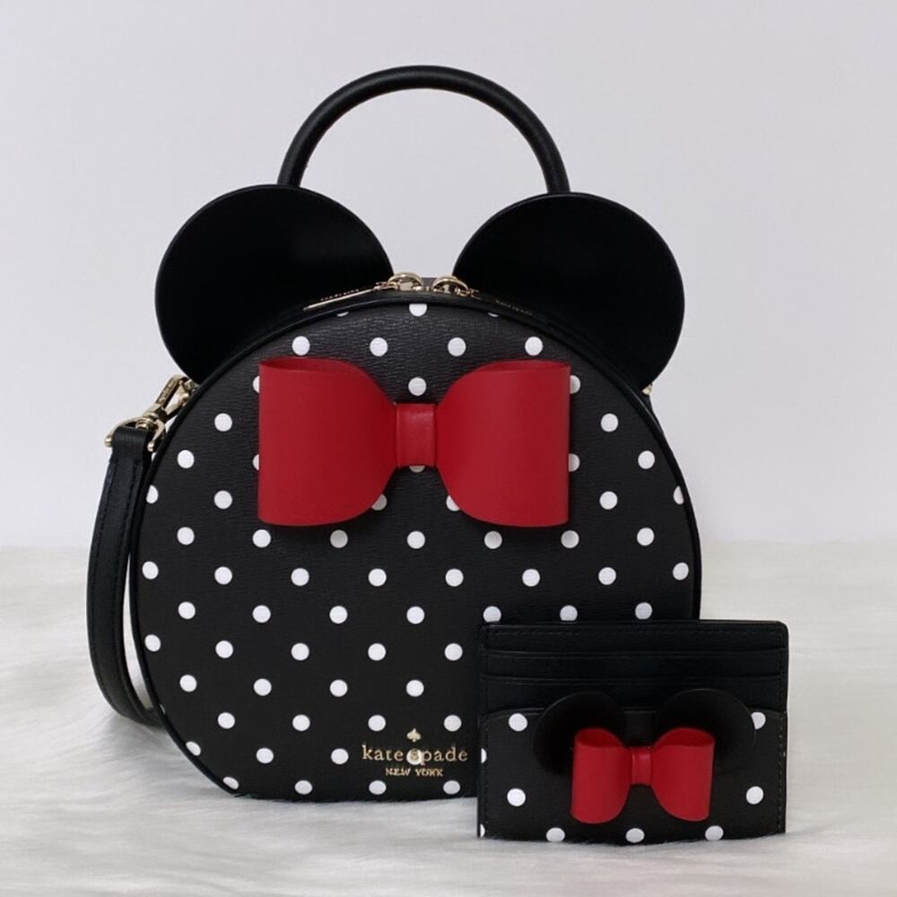 New Kate Spade X Disney Minnie Mouse Crossbody Bag and Cardholder Wallet Set